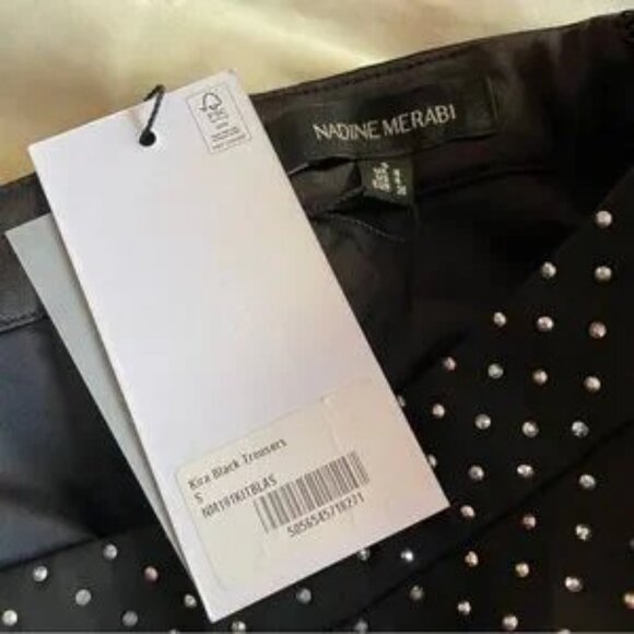 NEW! Nadine Merabi- Wide Leg Black Wide Leg High Rise Kira Trousers Pants Size 4 - Picture 2 of 10